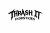 Black 'THRASH IT INDUSTRIES' logo on a white background